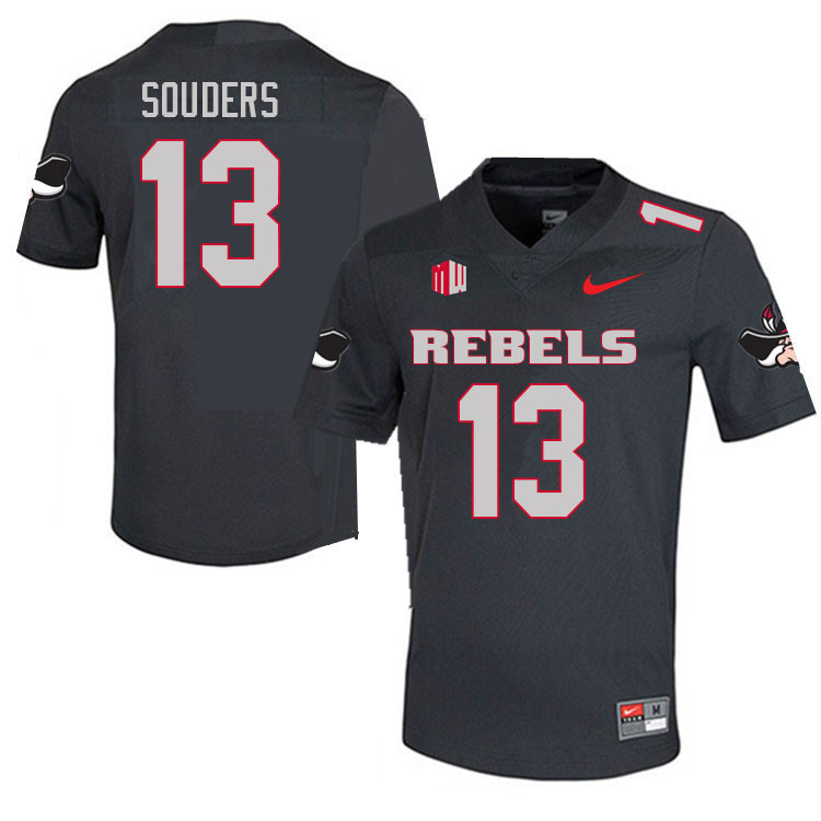 Men #13 Kalvin Souders UNLV Rebels College Football Jerseys Sale-Charcoal